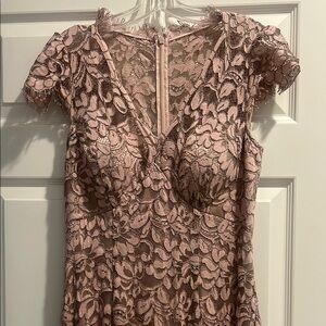 Elegant Lace Dress in Blush Pink, worn one time